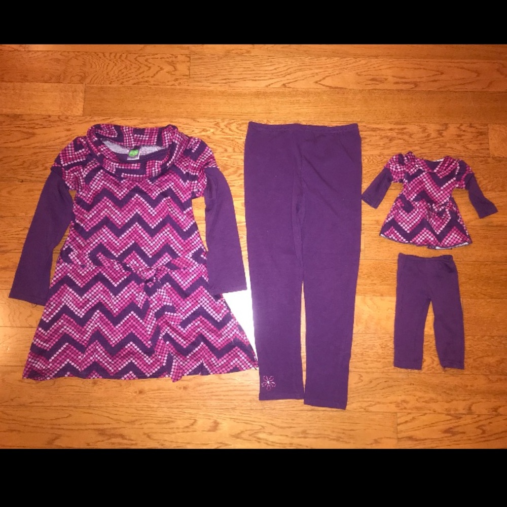 Purple Kids size 6 Dollie and Me tunic & leggings